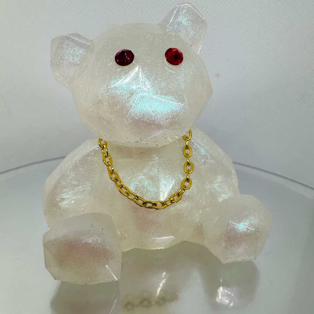Cute resin Teddy bear with gold chain (chain is not real gold). PRICE DROP
